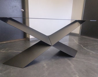 Folded-X Style Metal Table Base - Any Size/Color