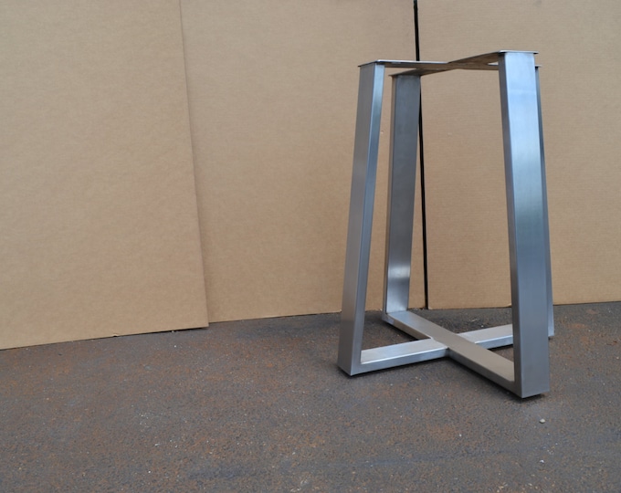 Brushed Stainless Steel Metal Tapered Table Base/Legs - Any Size!