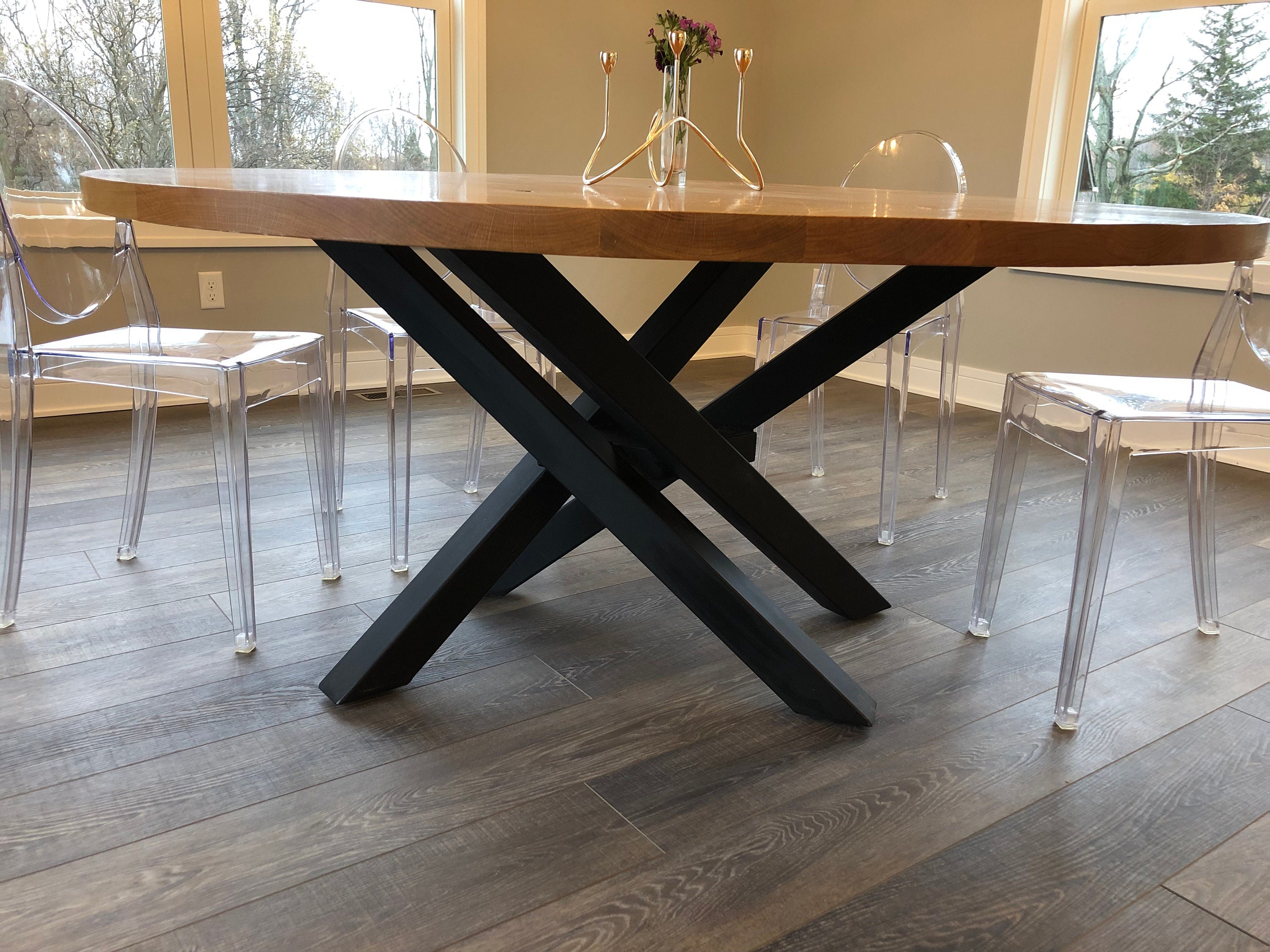 Criss Cross Style Metal Table Base Any Size Color