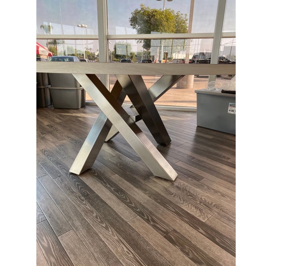 Metal Table Base Brushed Stainless CRISS CROSS Style Any Size Etsy