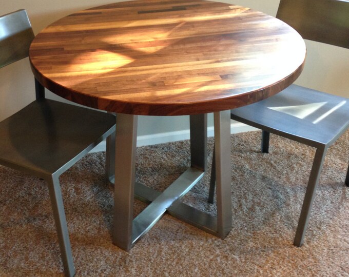 Brushed Stainless Steel Metal Tapered Table Base/Legs - Any Size!