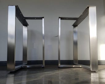 Custom Brushed Stainless T-Shaped Table Legs, Stainless Steel Dining Legs, Any Size