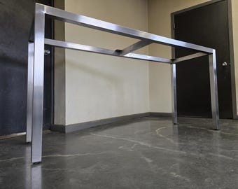 Brushed Stainless Steel Parsons Style Metal Table Base - Dining Tables, Desks, Conference Tables, Side Tables, and More | Made-to-order