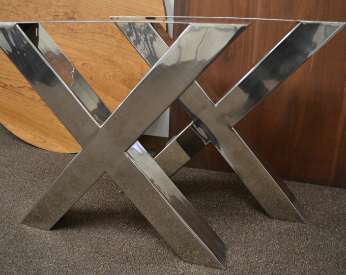 Polished Stainless Chrome X-Frame Table/Bench/Desk Legs