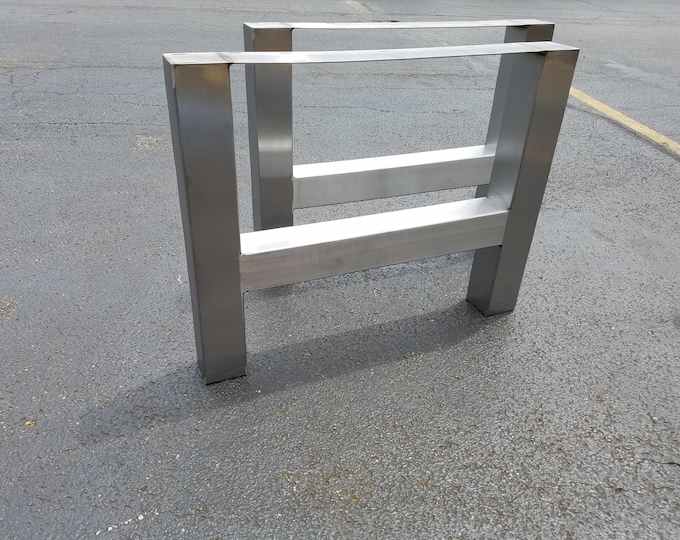 Brushed Stainless Steel H-Frame Metal Table Legs - Any Size!