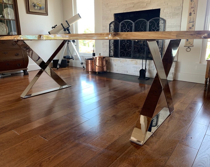 Polished Stainless Steel Metal Zig Zag Table/Desk/Bench Legs - Any Size!