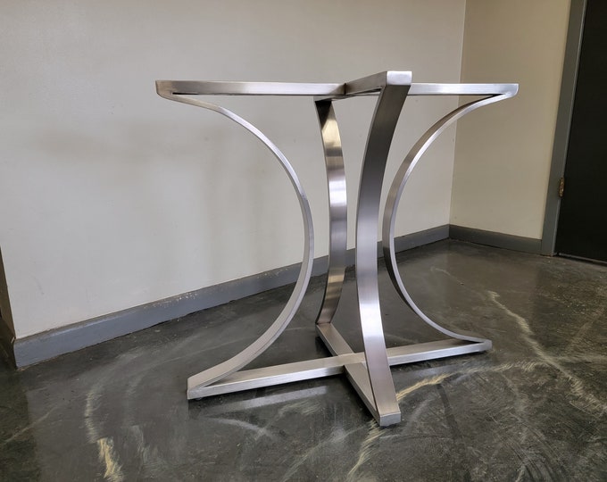 Brushed Stainless Rolled Pedestal Table Base - Any Size!