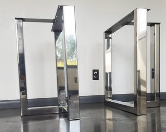 Custom Polished Stainless T-Shaped Table Legs, Mirror Stainless Steel Legs, Any Size