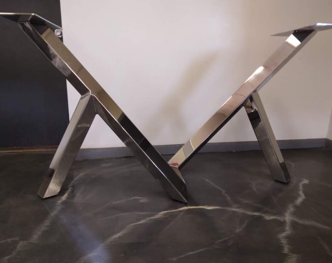 Polished Stainless Abstract Style Metal Table Base - Any Size