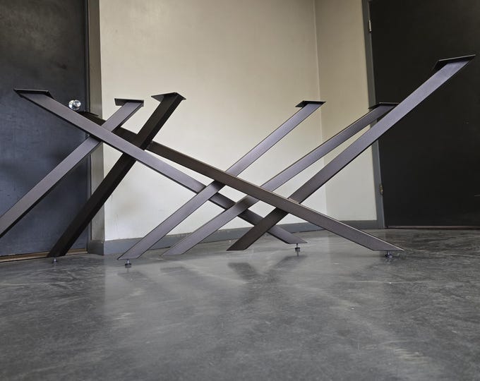 Crossover Style Metal Table Base | Made to order for Dining Tables, Desks, Coffee Tables, Conference Tables, and More!