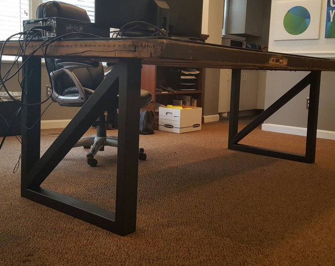 Steel Metal Table Legs, Rectangular Cross Brace Style - Any Size/Color!