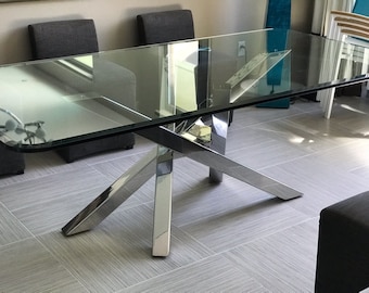 Polished Chrome Criss Cross Style Metal Table Base - Any Size