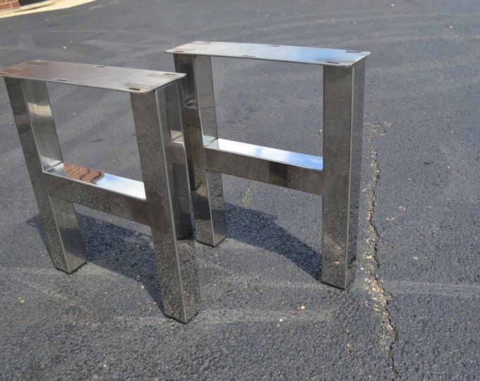 Polished Stainless Metal Table/Desk/Bench Legs - Any Size!