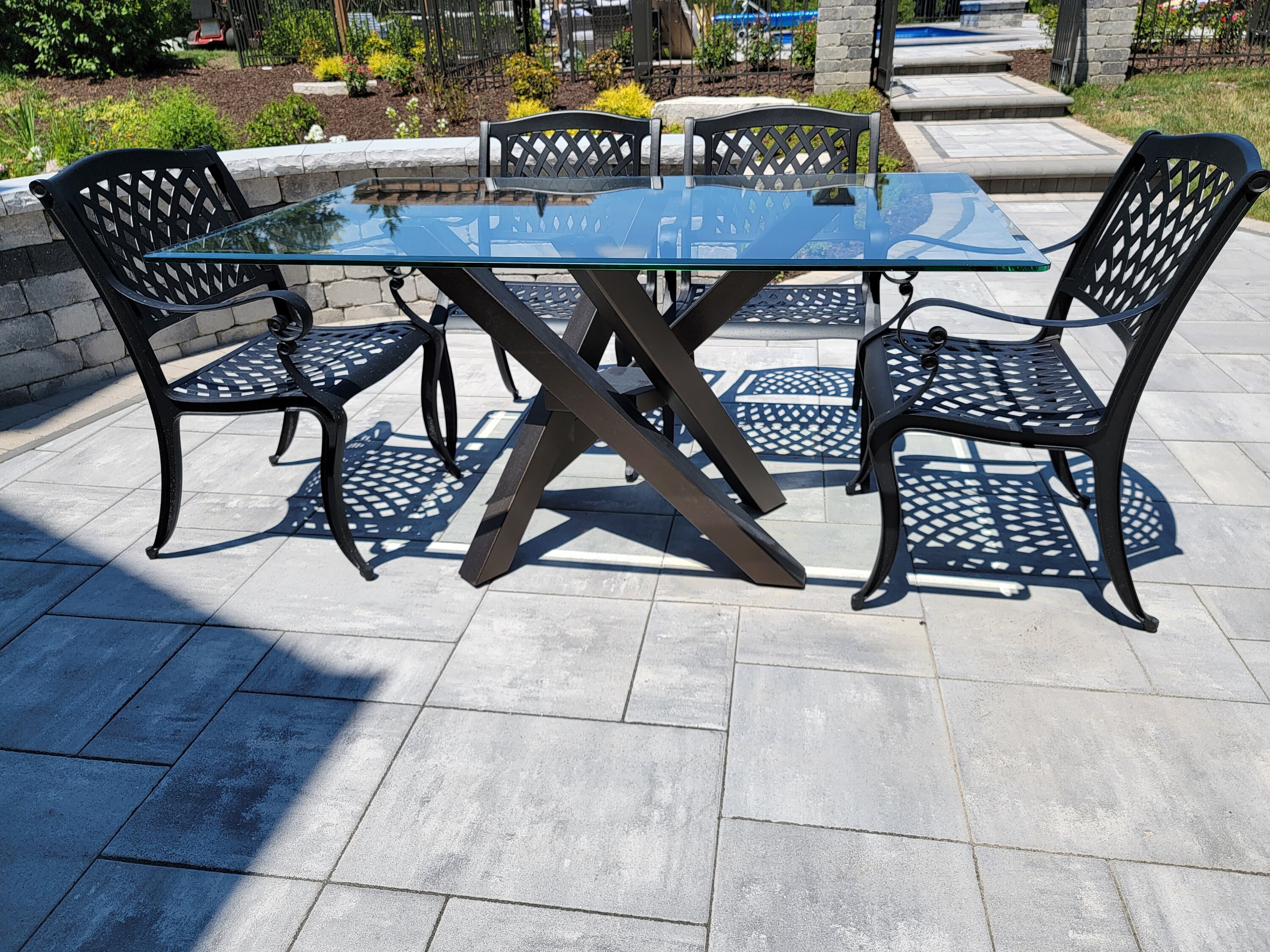 Glass Top Dining/kitchen Table - Indoor/outdoor Metal Base