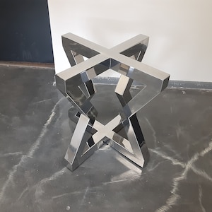 Polished Stainless Hourglass Style Metal Table Base - Any Size