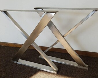 Custom Brushed Stainless Steel Tube Style Zig Zag Table Legs, Any Size