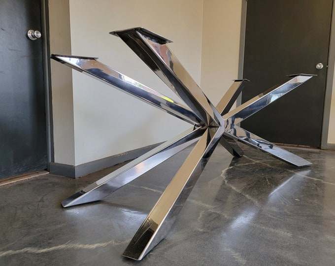 Polished Stainless Spider Style Metal Table Base - Any Size