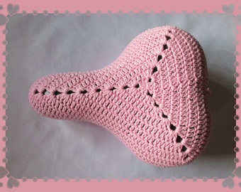 Bicycle saddle protector saddle cover PINK with cotton saddle cover handmade crocheted bike seat cover