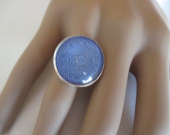 Ring Adjustable silver version around 20 mm Cabochon selfmade