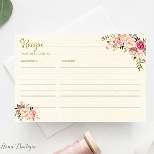 Rezeptkarte, Rezeptkarte druckbare, Elfenbein Brautdusche Rezeptkarte, Rezept Kartenvorlagen, 4 x 6 Rezeptkarte, Sofort-Download, W23