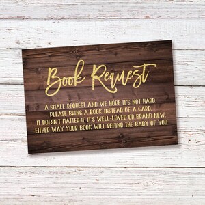 Apportez un livre au lieu d'une carte, Apportez un livre encart pour baby shower, Carte de demande de livre, Rustique, or, #BS32, #BS85, #BS95, BS176, #BS235
