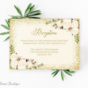 Tarjeta de recepción, Tarjeta de recepción de cumpleaños floral marfil, Tarjeta de recepción de boda, Tarjetas adicionales, W704, BW704