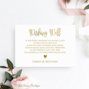 Gold Wunsch gut Karten, Hochzeit Wunsch gut einfügen, Geschenk Anfrage Karte, personalisiert, Digitale Datei, BS891, W891