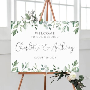 Sage Green Wedding Welcome Sign, Greenery Wedding Welcome Sign, Eucalyptus Wedding Welcome Sign, Digital File, W1280-2