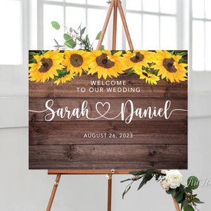 Sunflower Wedding Welcome Sign, Rustic Wedding Welcome Sign, Welcome To Our Wedding Sign, Digital File, W1288