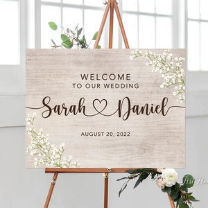 Gypsophila Wedding Welcome Sign, Rustic Wedding Welcome Sign, Baby’s Breath Wedding Welcome Sign, Printable Sign, W1226