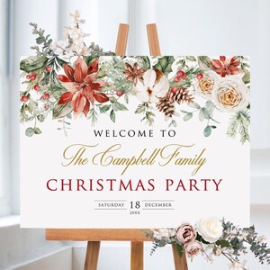 Christmas Party Welcome Sign, Winter Decorations, Holiday Welcome Sign, Digital File, W21P