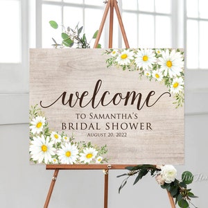 Rustic Daisy Bridal Shower Welcome Sign, Daisies Bridal Shower Welcome Sign, Digital file, W928