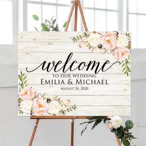 Welcome Wedding Sign, Welcome To Our Wedding Sign, Rustic Wedding Sign, Landscape Wedding Sign Template, W736