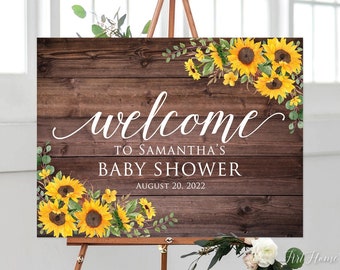 Sunflower Baby Shower Welcome Sign, Sunflowers Welcome Sign, Sunflower Baby Shower Decor, Rustic Welcome Sign, Digital file, W1022-1