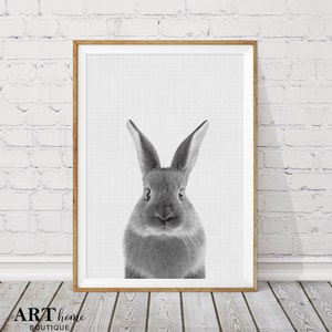 Bunny Print, Rabbit Print, land Nursery Print, lands Animals, Baby land, Black and White Animal, Rabbit Wall Decor, Nursery Art