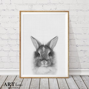 Bunny Print, Rabbit Print, land Nursery Print, lands Animals, Baby land, Black and White Animal, Rabbit Wall Decor, Nursery Art