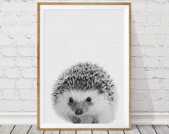 Hedgehog Nursery Print, Modern Animal Art (Digital Download)