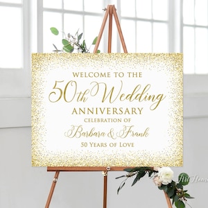 50th Anniversary Welcome Sign, 50th Anniversary Decoration, Gold Anniversary Sign, Gold Welcome Sign, Digital file, W800-2