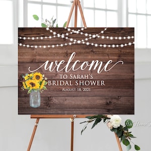 Rustikales Willkommensschild Sonnenblumen, Brautparty Willkommensschild, Willkommensschild Hochzeit, Willkommensschild Blumen, W825