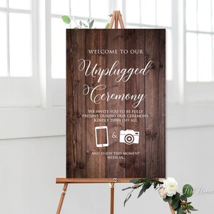 Unplugged Ceremony Sign, Unplugged Wedding Sign, Rustic Unplugged Sign, W485