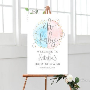 Oh Baby Welcome Sign, Baby Gender Predictions Baby Shower Welcome Sign, Pink and Blue Baby Shower Sign, Twins Baby Shower, Boy or Girl BS056