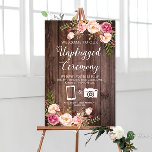 Unplugged Ceremony Sign, Rustic Unplugged Wedding Sign, Unplugged Sign, W306