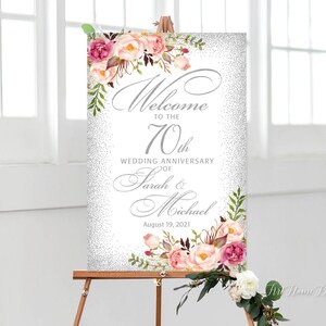 70th Anniversary Welcome Sign, 25th Anniversary Welcome Sign, Platinum Anniversary Sign, Silver Anniversary Welcome Sign, W823