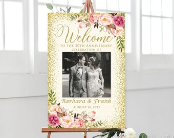 Printed or Digital 50th Anniversary Photo Welcome Sign, W812-2