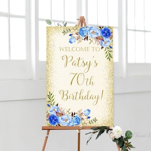Blue Birthday Welcome Sign, Welcome to Birthday Sign, Blue Welcome Sign, Printable Welcome Sign, BW44