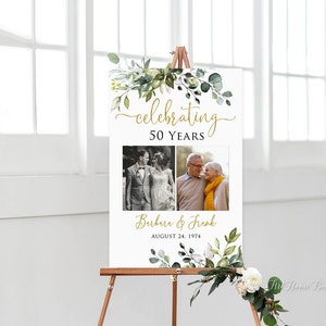 Celebrating 50 Years, Photo Anniversary Welcome, 50th Anniversary Welcome Sign, Golden Anniversary Sign, Digital File, W1128-5