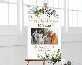 Celebrating 50 Years, Photo Anniversary Welcome, 50th Anniversary Welcome Sign, Golden Anniversary Sign, Digital File, W1128-5