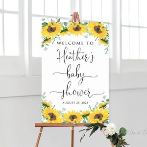 Sunflower Baby Shower Sign, Sunflower Welcome Sign, Sunflower Decor, Digital file, W1265