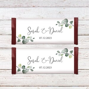 Greenery Candy Wrapper Favors, Botanical Candy Bar Wrappers, Candy Bar Wrapper Covers, W1124