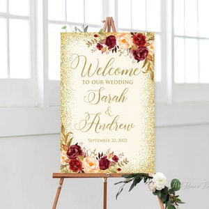 Fall Wedding Welcome Sign, Autumn Wedding Welcome Sign, Printable Welcome Sign, W1228